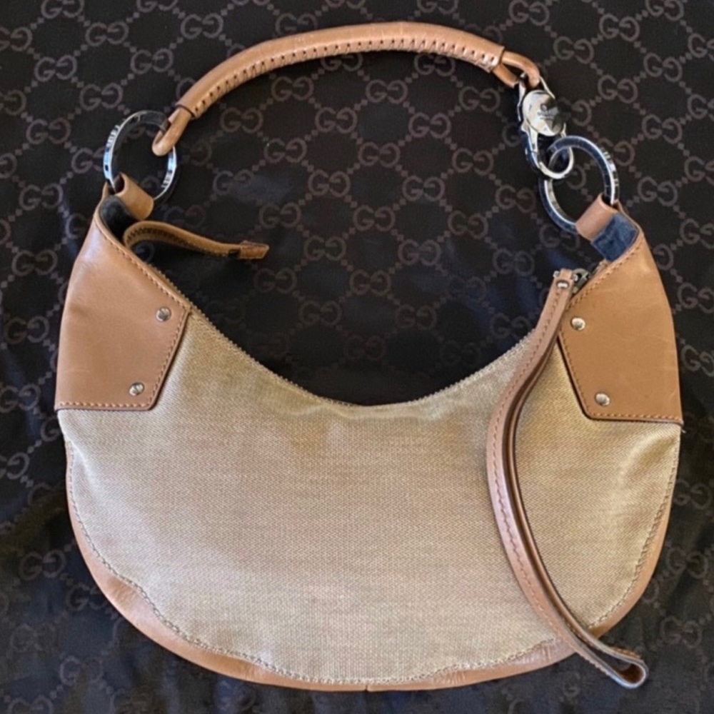 Vintage GUCCI Canvas Small Hobo Shoulder/Handbag